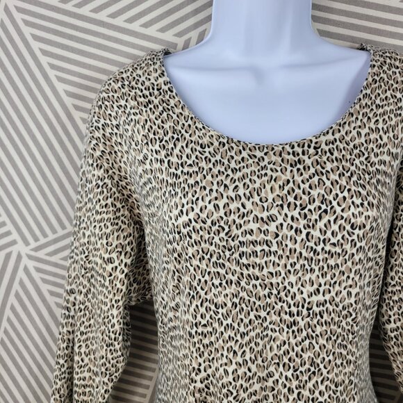 Vintage Shirt Dress 10 12 Midi Long Alt Fit Flare skirt Leopard Cheetah Keyhole - Picture 3 of 11